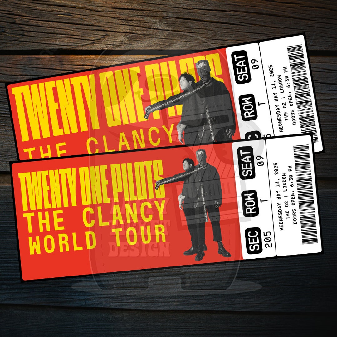 Printable Twenty One Pilots Ticket the Clancy World Tour Personalized Music Concert Gift Reveal