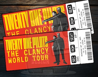 Boleto imprimible de Twenty One Pilots The Clancy World Tour / Revelación de regalo de concierto de música personalizada / Recuerdo editable / Descarga instantánea