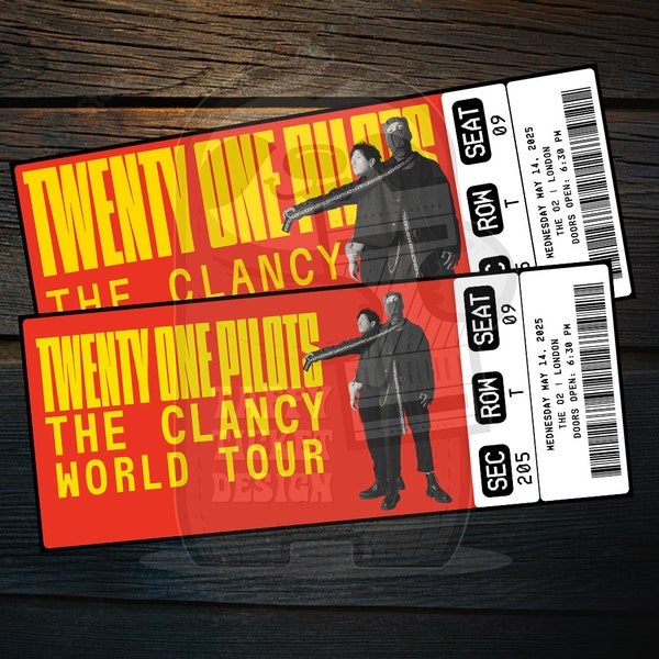 Printable Twenty One Pilots Ticket The Clancy World Tour | Personalized Music Concert Gift Reveal | Editable Keepsake | Instant Download