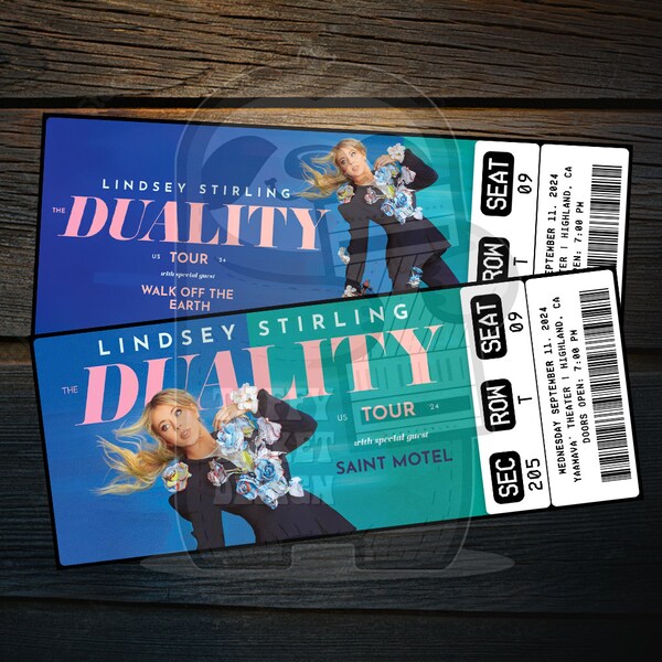 Printable Lindsey Stirling Ticket The Duality Tour | Personalized Music Concert Show Gift Reveal | Editable Keepsake | Instant Download