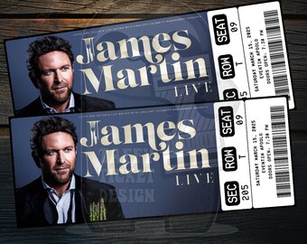 Printable James Martin Ticket Live 2025 Tour | Personalized Live Cooking Show Surprise Gift Reveal | Editable Keepsake | Instant Download