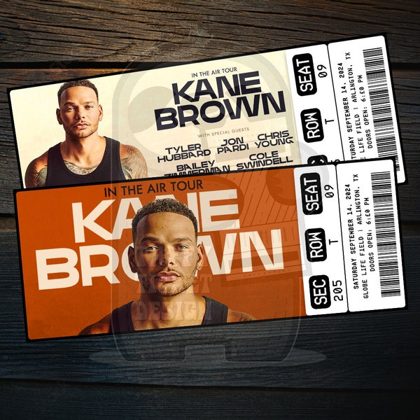 Printable Kane Brown Ticket In The Air Tour | Personalized Music Concert Show Surprise Gift Reveal | Editable Keepsake | Instant Download