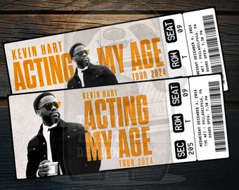 Printable Kevin Hart Ticket Acting My Age Tour 2024 | Personalized Live Comedy Show Gift Reveal | Editable Keepsake | Instant Download