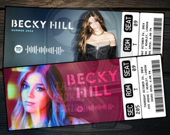Printable Becky Hill Ticket UK Summer Tour 2024 | Personalized Music Concert Show Gift Reveal | Editable Keepsake | Instant Download