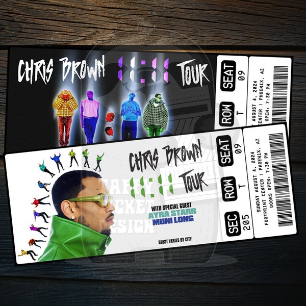 Printable Chris Brown Ticket The 11:11 Tour | Personalized Music Concert Show Surprise Gift Reveal | Editable Keepsake | Instant Download