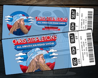 Printable Chris Stapleton Ticket All America Road Show | Personalized Music Concert Surprise Gift Reveal | Editable Keepsake | Download