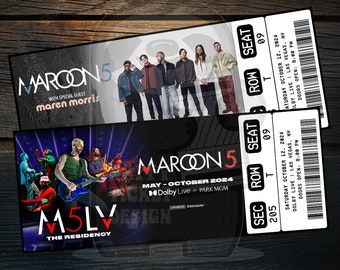 Printable Maroon 5 Ticket LV & US Tour | Personalized Music Live Concert Show Surprise Gift Reveal | Editable Keepsake | Instant Download