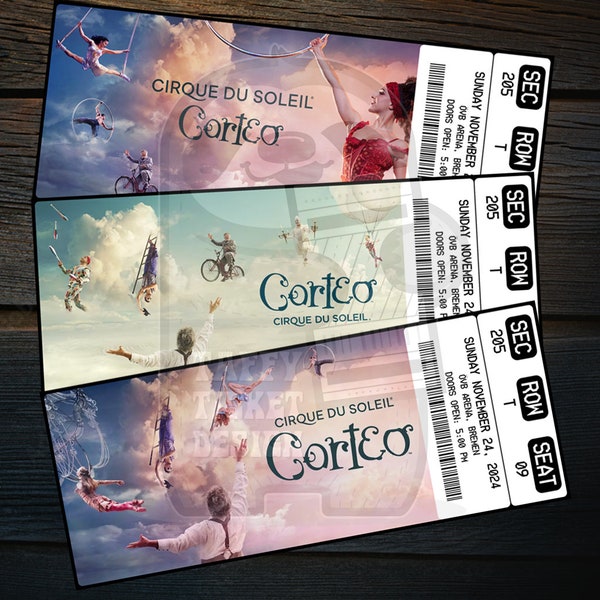 Printable Cirque Du Soleil Corteo Ticket Live Musical Circus | Personalized  Surprise Gift Reveal | Editable Keepsake | Instant Download