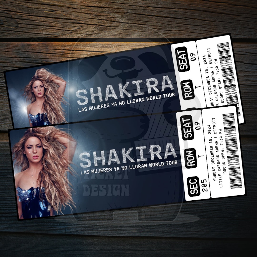 Printable Shakira Ticket Las Mujeres Ya No Lloran Tour Personalized Music Concert Show Gift