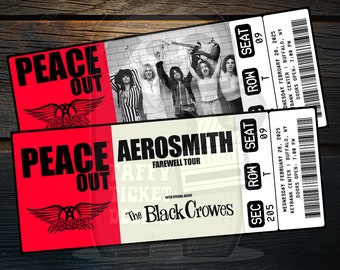 Printable Aerosmith Ticket Peace Out Farewell Tour | Personalized Music Concert Show Gift Reveal | Editable Keepsake | Instant Download