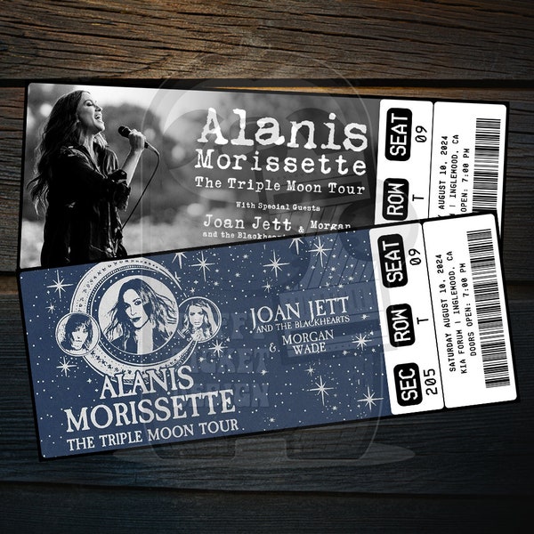 Printable Alanis Morissette Ticket The Triple Moon Tour | Personalized Music Concert Show Gift Reveal | Editable Keepsake | Instant Download