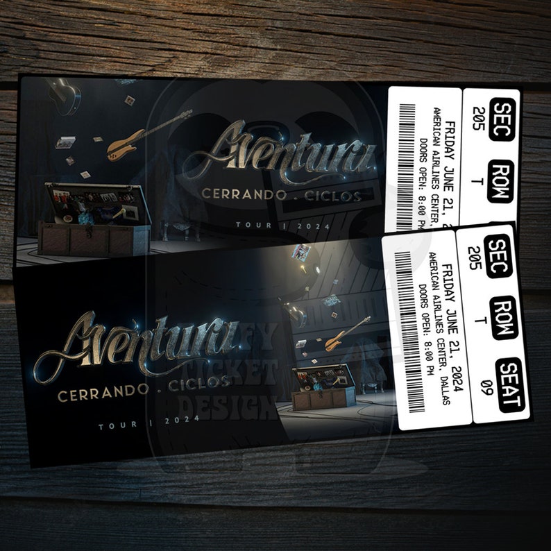 Printable Aventura Ticket Cerrando Ciclos Tour 2024 Personalized Music
