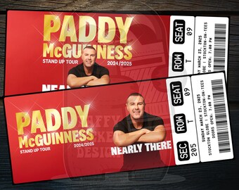 Printable Paddy McGuinness Ticket Nearly There Tour | Personalized Live Comedy Show Surprise Gift Reveal | Editable Keepsake | Download