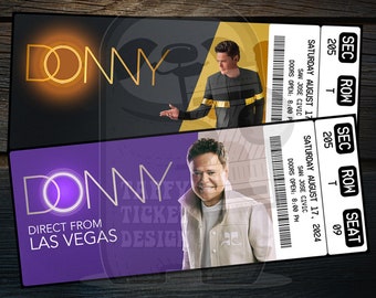 Printable Donny Osmond Ticket Direct From Las Vegas | Personalized Music Concert Show Surprise Gift Reveal | Editable Keepsake | Download