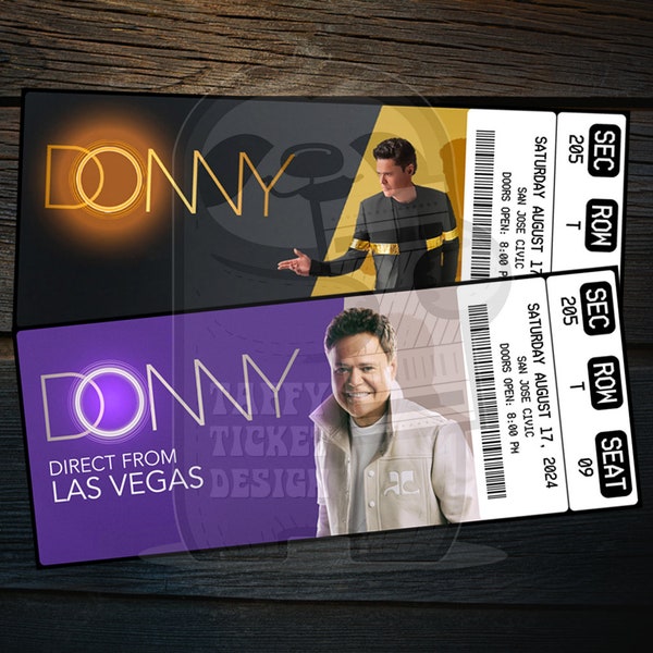 Printable Donny Osmond Ticket Direct From Las Vegas | Personalized Music Concert Show Surprise Gift Reveal | Editable Keepsake | Download