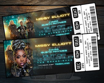 Printable Missy Elliott Ticket Out Of This World Tour | Personalized Music Concert Show Gift Reveal | Editable Keepsake | Instant Download