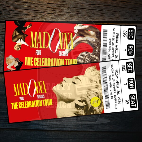 Printable Madonna Ticket The Celebration Tour | Personalized Music Concert Show Surprise Gift Reveal | Editable Keepsake | Instant Download
