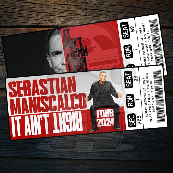 Printable Sebastian Maniscalco Ticket It Ain't Right Tour | Personalized Live Comedy Show Gift Reveal | Editable Keepsake | Instant Download