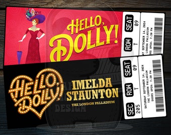 Printable Hello Dolly! Musical Theatre Ticket | Personalized Broadway/West End Surprise Gift Reveal | Editable Keepsake | Instant Download