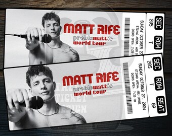 Printable Matt Rife Ticket ProbleMATTic Tour | Personalized Live Comedy Show Surprise Gift Reveal | Editable Keepsake | Instant Download