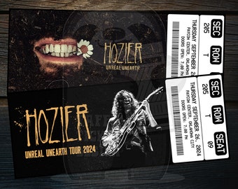 Printable Hozier Ticket Unreal Unearth Tour 2024 | Personalized Music Concert Show Surprise Gift Reveal | Editable Keepsake Download