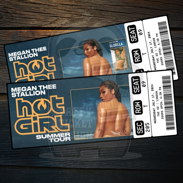 Druckbare Megan Thee Hengst Ticket Hot Girl Summer Tour | Personalisierte Musik Konzert Show Geschenk offenbaren | Bearbeitbares Andenken | Herunterladen