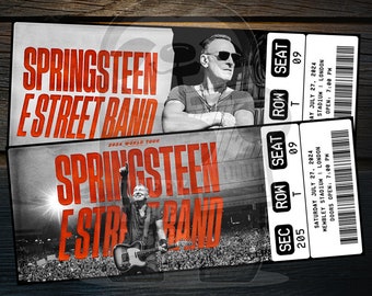 Entrada imprimible de Bruce Springsteen E Street Band 2024 / Revelación de regalo de espectáculo de concierto de música personalizado / Recuerdo editable / Descarga instantánea