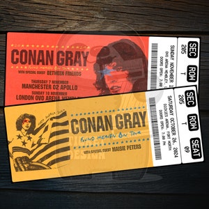 Printable Conan Gray Ticket Found Heaven On Tour | Personalized Music Concert Show Surprise Gift Reveal | Editable Keepsake | Download