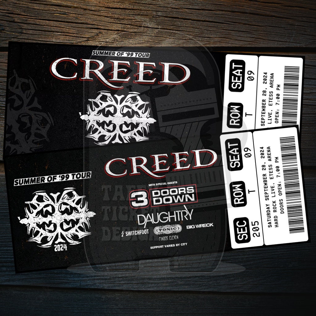 Printable Creed Ticket Summer of '99 Tour Personalized Music Concert