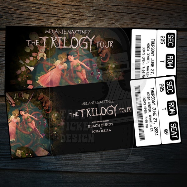 Printable Melanie Martinez Ticket The Trilogy Tour 2024 | Personalized Music Concert Show Surprise Gift Reveal | Editable Keepsake Download