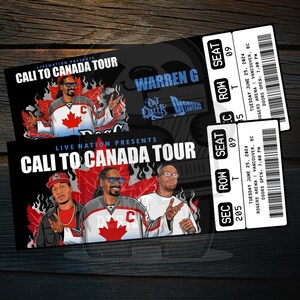 Printable Snoop Dogg Ticket Cali To Canada Tour 2024 | Personalized Music Concert Show Gift Reveal | Editable Keepsake | Instant Download