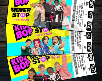 Printable Kidz Bop Ticket Never Stop Live Tour | Personalized Music Concert Show Surprise Gift Reveal | Editable Keepsake | Instant Download