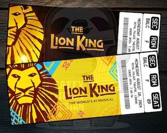 Printable The Lion King Musical Theatre Ticket | Personalized Broadway/West End Surprise Gift Reveal | Editable Keepsake | Instant Download