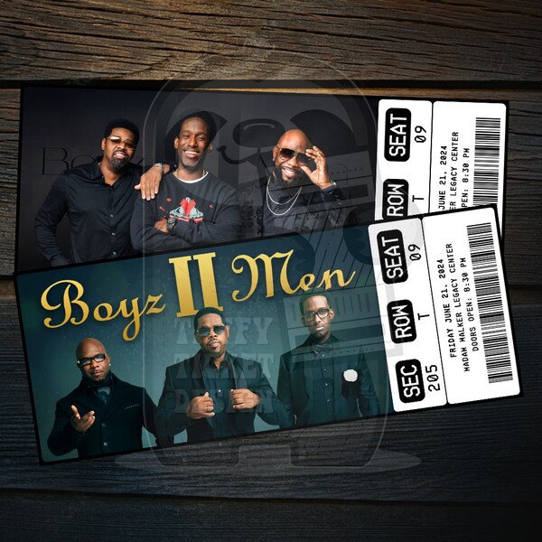 Printable Boyz II Men Ticket Live In Concert Tour 2024 | Personalized Music Show Surprise Gift Reveal | Editable Keepsake | Instant Download