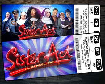 Printable Sister Act Musical Theatre Ticket | Personalized Broadway/West End Surprise Gift Reveal | Editable Keepsake | Instant Download