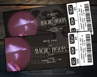 Printable Jhene Aiko Ticket The Magic Hour Tour | Personalized Music Concert Show Surprise Gift Reveal Editable Keepsake | Instant Download