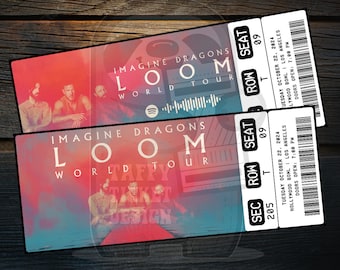 Printable Imagine Dragons Ticket Loom World Tour | Personalized Music Concert Show Gift Reveal | Editable Keepsake | Instant Download