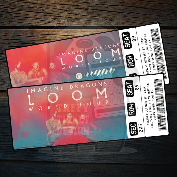 Stampabile Imagine Dragons Ticket Loom World Tour / Presentazione regalo spettacolo di concerti musicali personalizzati / Ricordo modificabile / Download istantaneo