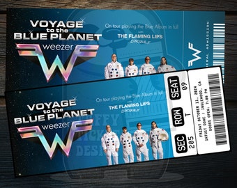 Printable Weezer Ticket Voyage To The Blue Planet Tour | Personalized Music Concert Show Surprise Gift Reveal Keepsake | Instant Download