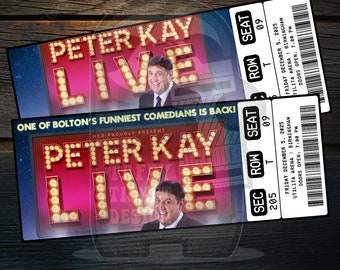 Printable Peter Kay Ticket Better Late Than Never Tour | Personalized Live Comedy Show Gift Reveal | Editable Keepsake | Instant Download