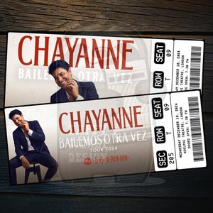 Printable Chayanne Ticket Bailemos Otra Vez Tour 2024 | Personalized Music Concert Show Surprise Gift Reveal | Editable Keepsake | Download