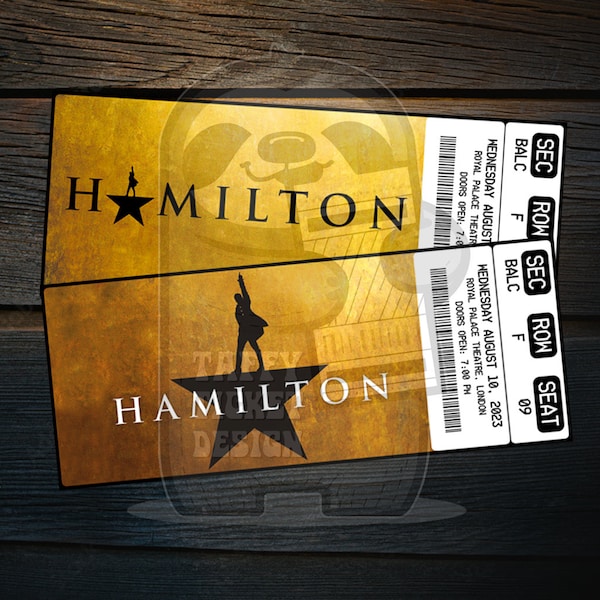 Printable Hamilton Musical Theatre Ticket | Personalized Broadway/West End Surprise Gift Reveal | Editable Keepsake | Instant PDF Download