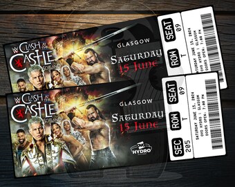 Druckbares WWE Clash At The Castle Scotland Ticket | Personalisierter Wrestling Show Stub | Geschenk-Enthüllung | Bearbeitbares Andenken | Sofortiger Download