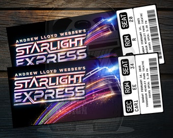 Printable Starlight Express Musical Theatre Ticket | Personalized Surprise Gift Reveal | Editable Keepsake | Instant Download