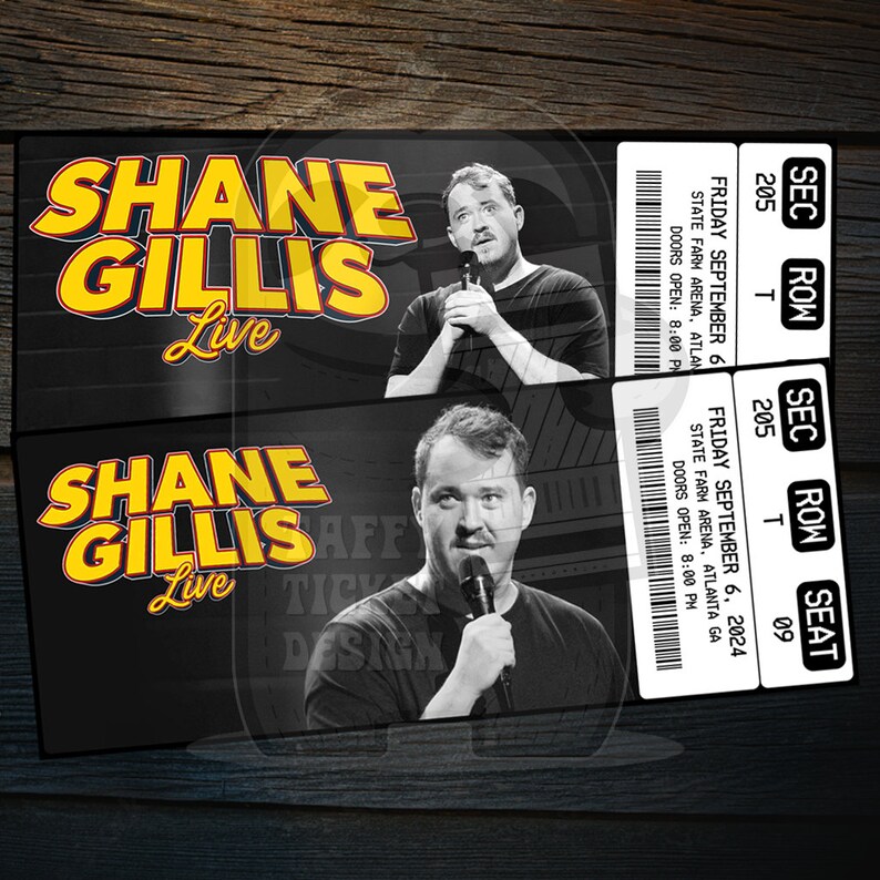 Printable Shane Gillis Ticket 2024 Tour Personalized Live Comedy Show ...