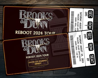 Printable Brooks & Dunn Ticket Reboot Tour | Personalized Music Concert Show Surprise Gift Reveal | Editable Keepsake | Instant Download