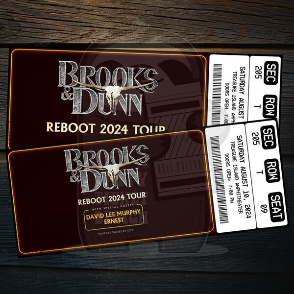 Printable Brooks & Dunn Ticket Reboot Tour | Personalized Music Concert Show Surprise Gift Reveal | Editable Keepsake | Instant Download