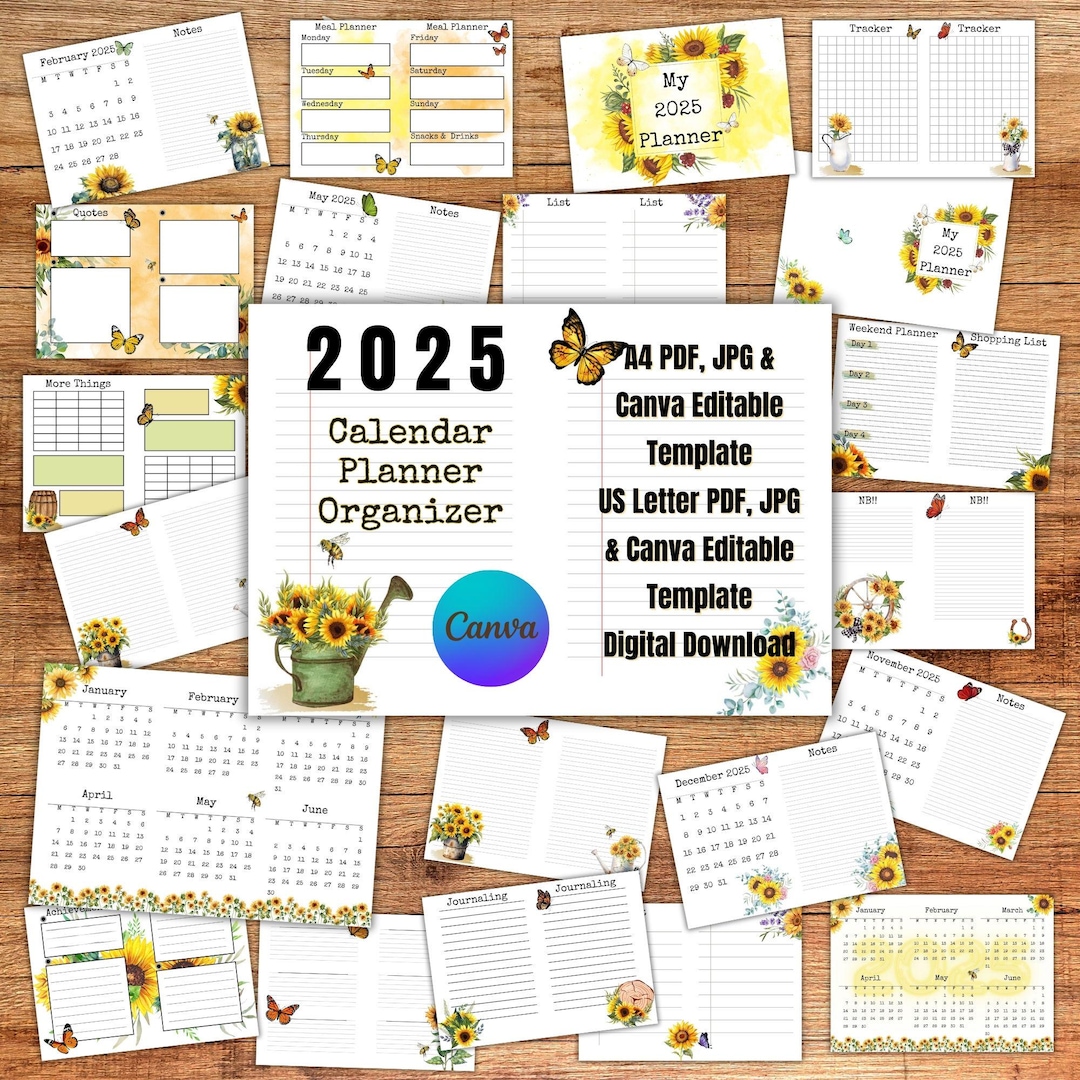 2025 Yearly Monthly Calendar Planner Organizer Digital Download 2025 Yearly Monthly Calendar Planner Organizer Digital Download