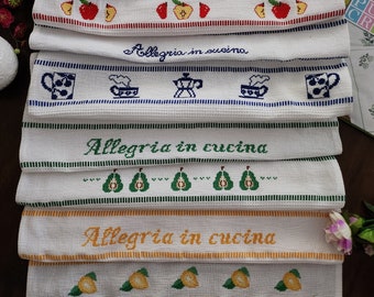 Strofinaccio / canovaccio per cucina /Punto croce ricamo/ asciugapiatti / accessori cucina