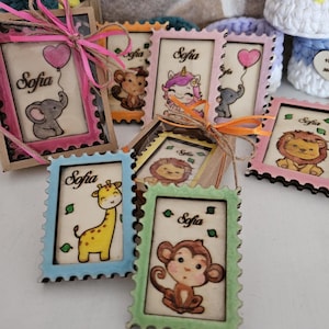 Personalisierte Holzmagnete, Holzbilder für Veranstaltungen, Hochzeitsmagnete, Briefmarkenmagnete, Hochzeitsgeschenke zur Taufe